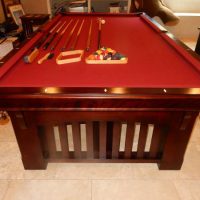 Pool Table, Balls and Cue Sticks and Accessory Table